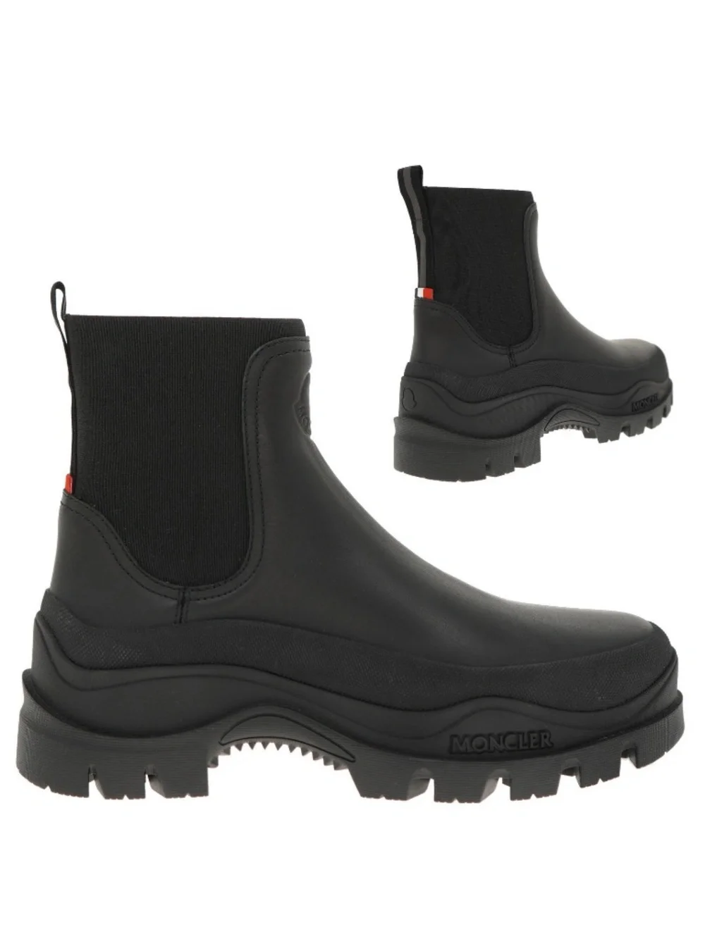 Moncler Men Larue Chelsea Ankle Boots Black Leather Size 9 US New